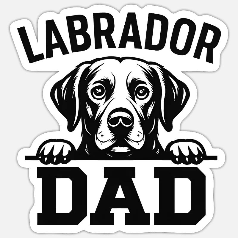 Papa Labrador - Sticker taille S (10 x 10 cm) - blanc mat