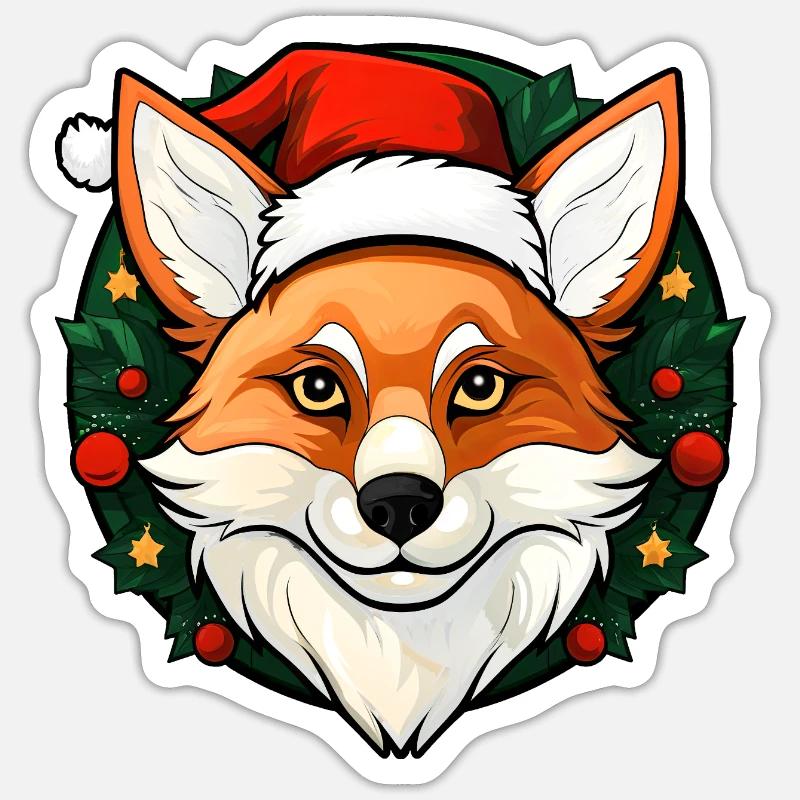 Foxes Christmas - Sticker size S (10 x 10 cm) - white matte