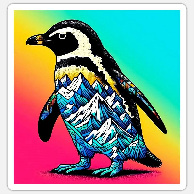 pingouin - Sticker taille S (10 x 10 cm) - blanc mat