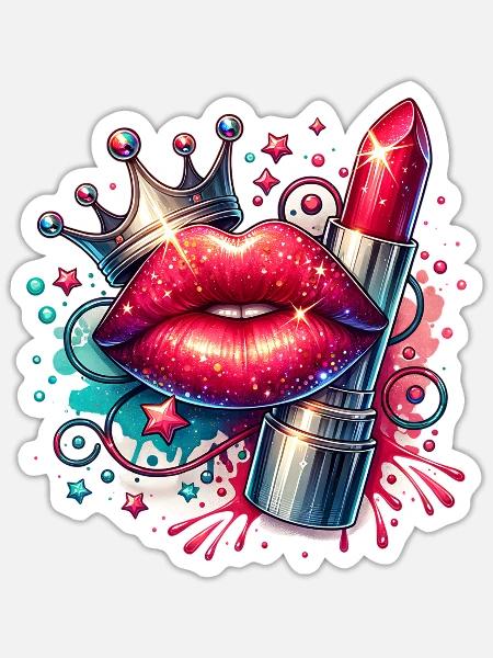 Mädchenkram Glamour Königin Lippenstift - Sticker Größe S (10 x 10 cm) - Mattweiß