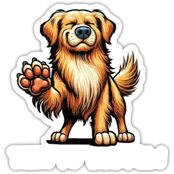 Talk to the Paw Golden Retriever Goldie Goldies - Sticker size S (10 x 10 cm) - white matte - Front