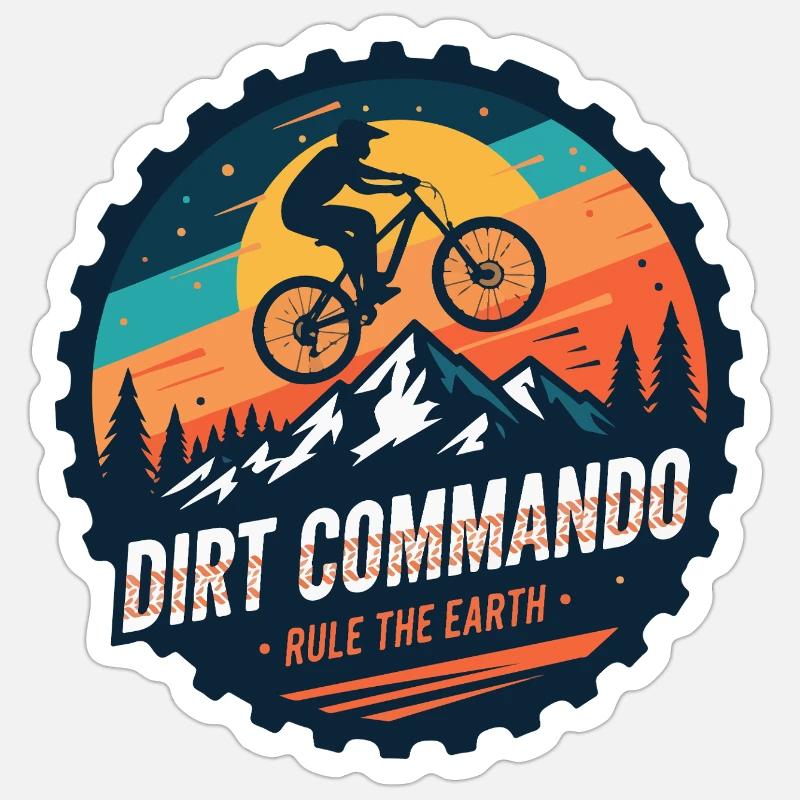 Dirt Commando Mountain Biker - Sticker size S (10 x 10 cm) - white matte