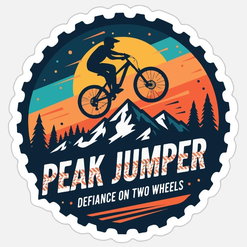 Badge de VTT Peak Jumper - Sticker taille S (10 x 10 cm) - blanc mat