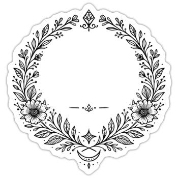 Kranz Blumenkranz mit Mondsichel - Sticker Größe S (10 x 10 cm) - Mattweiß - Vorne