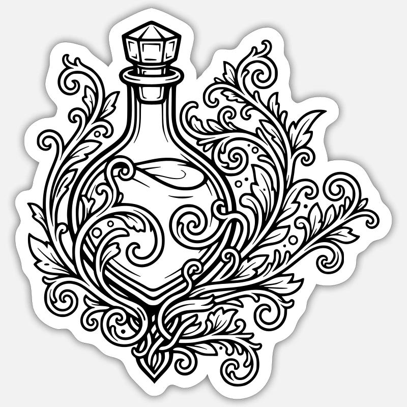 Elixir vial and flowers Sticker size S (10 x 10 cm)