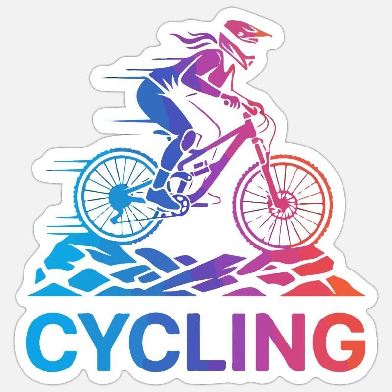 Gradient Cyclist on Rugged Trail Sticker size S (10 x 10 cm)