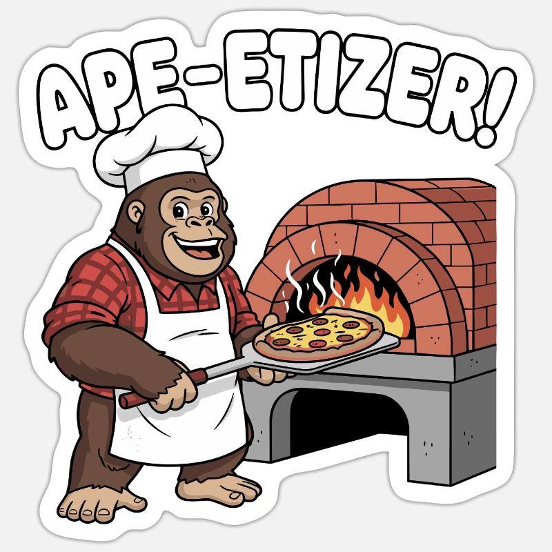 Ape-Etizer Pizza Chef - Sticker size S (10 x 10 cm) - white matte