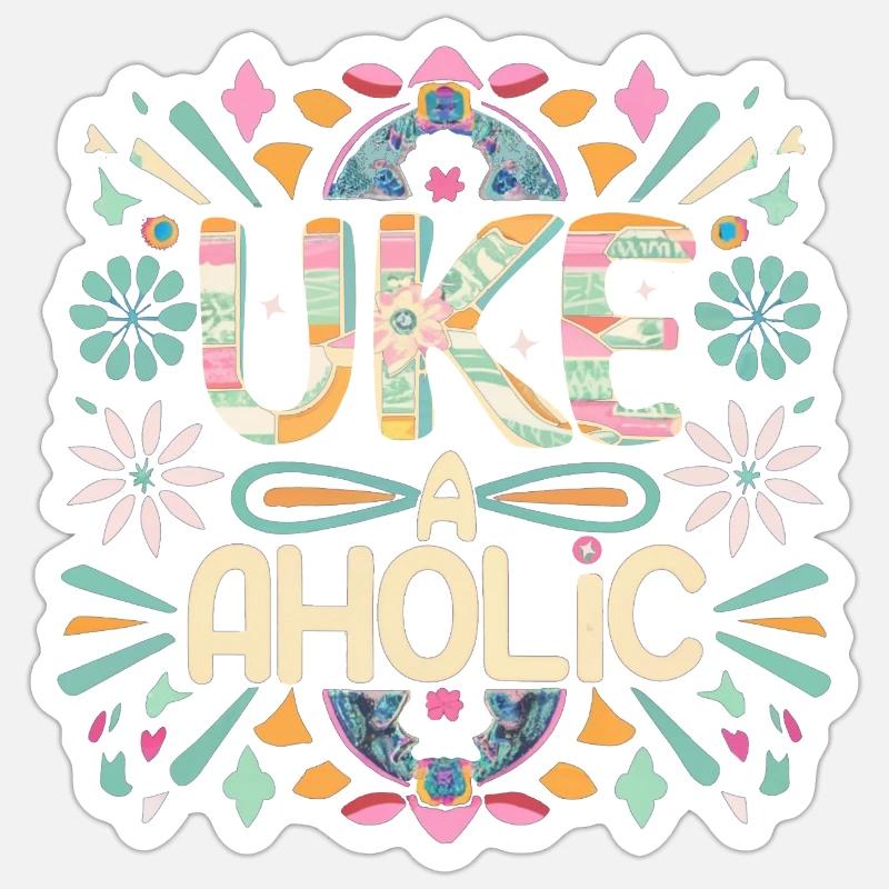Uke-aholic - Sticker Größe S (10 x 10 cm) - Mattweiß