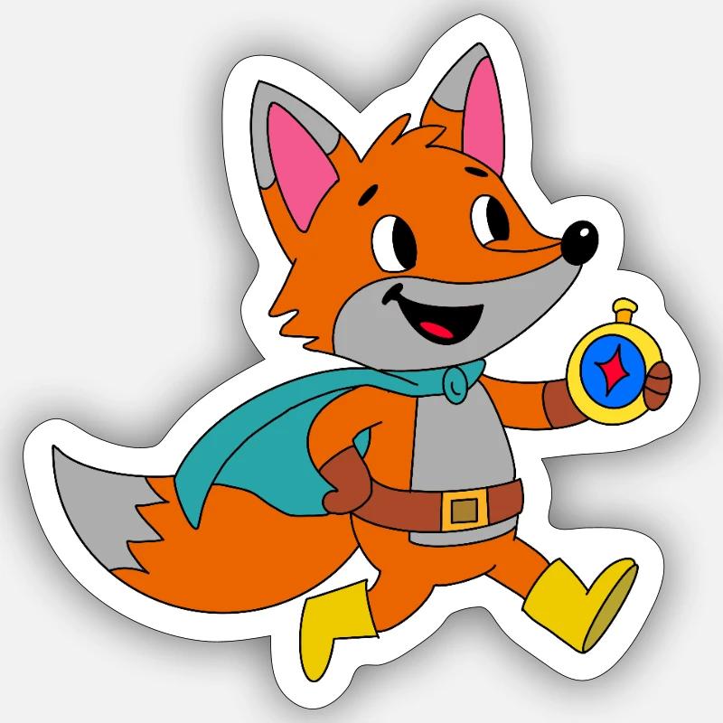 Fuchsheld Abenteuercape - Sticker Größe S (10 x 10 cm) - Mattweiß