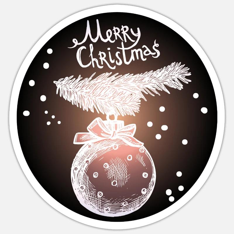 Weihnachtskugel mit Tannenzweig - Sticker Größe S (10 x 10 cm) - Mattweiß