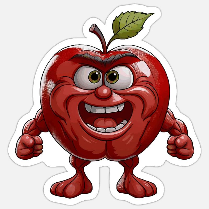 Apfel - Sticker Größe S (10 x 10 cm) - Mattweiß