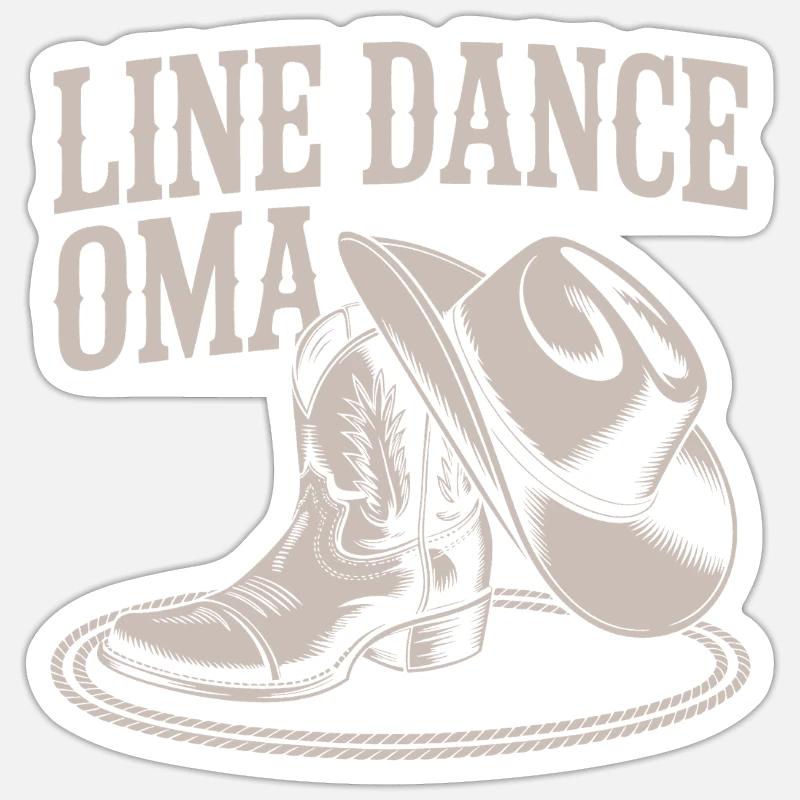 Line Dance Granny Western Boots - Sticker size S (10 x 10 cm) - white matte