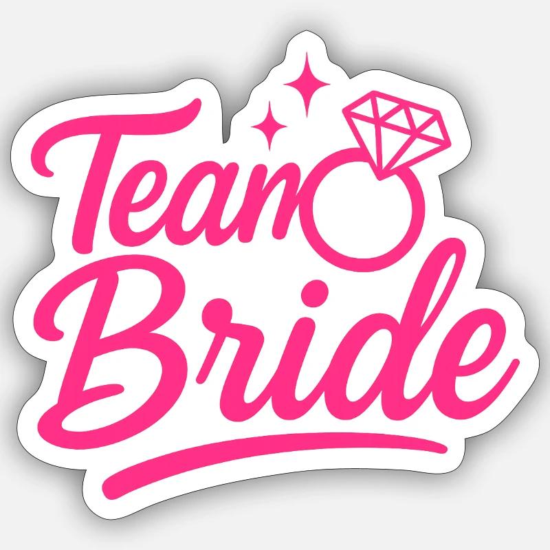 Team Bride Pink Ring Script - Sticker Größe S (10 x 10 cm) - Mattweiß