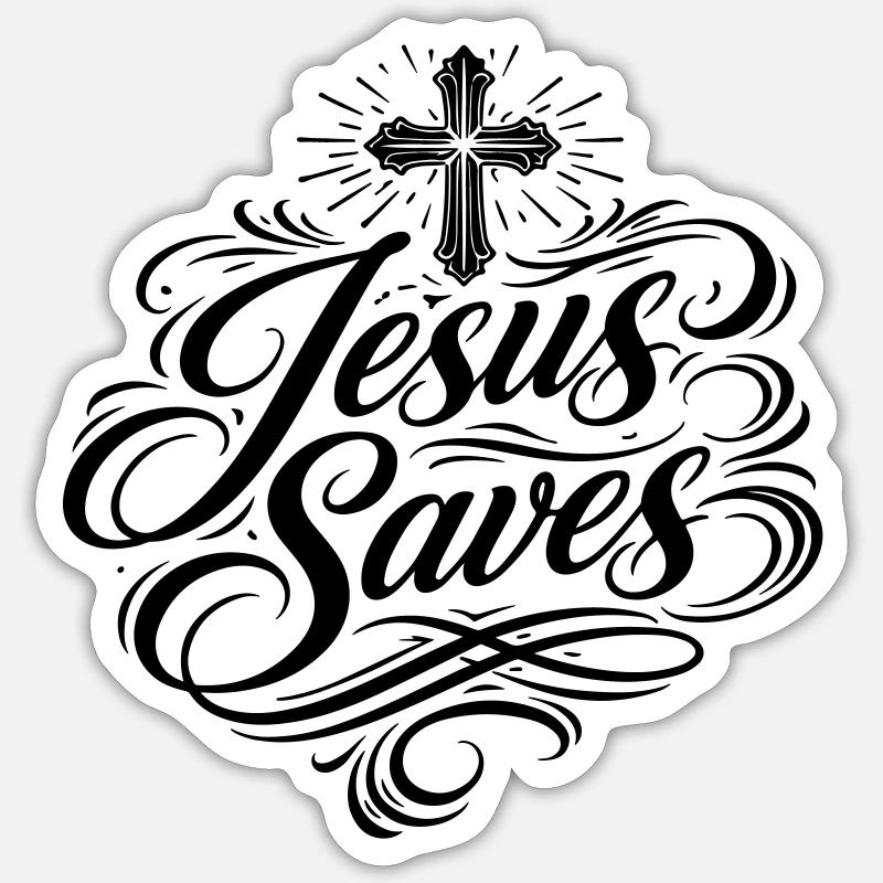 Jesus Saves Christlicher Spruch - Sticker Größe S (10 x 10 cm) - Mattweiß