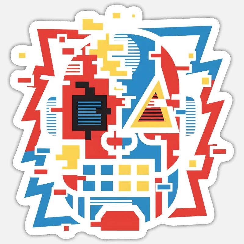 Face de bug abstraite - Sticker taille S (10 x 10 cm) - blanc mat