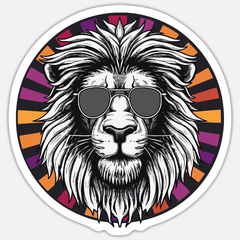 Löwe mit Sonnenbrille - Sticker Größe S (10 x 10 cm) - Mattweiß