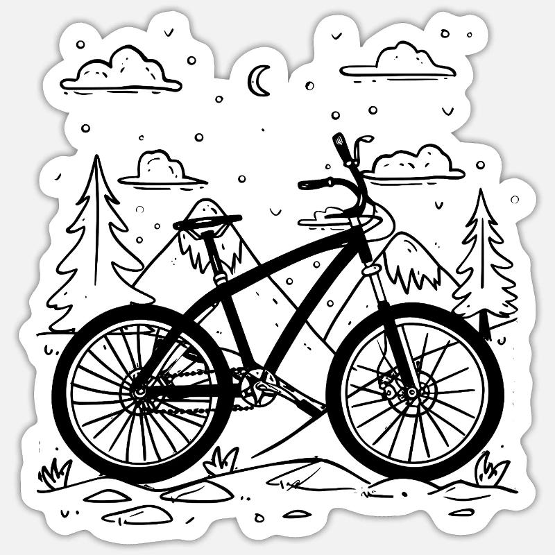 Mountain Biking Comic Style - Sticker size S (10 x 10 cm) - white matte