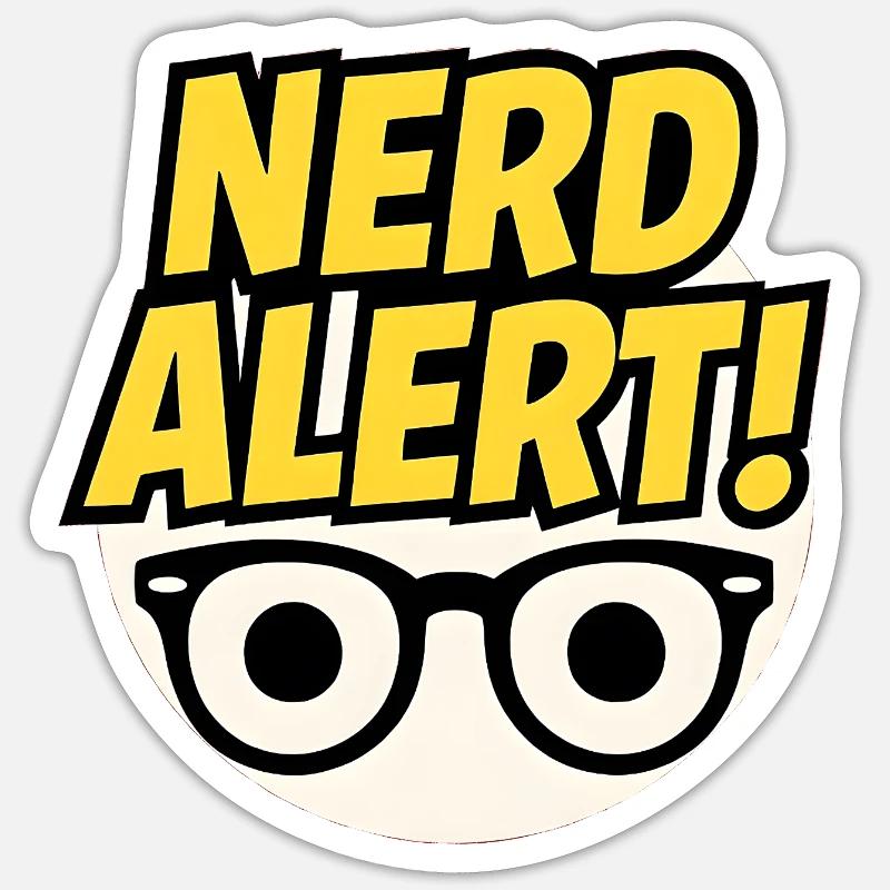 Nerd Alert Spaßdesign mit Brille - Sticker Größe S (10 x 10 cm) - Mattweiß