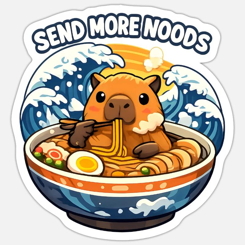Capybara Send Noods Ramen - Sticker size S (10 x 10 cm) - white matte