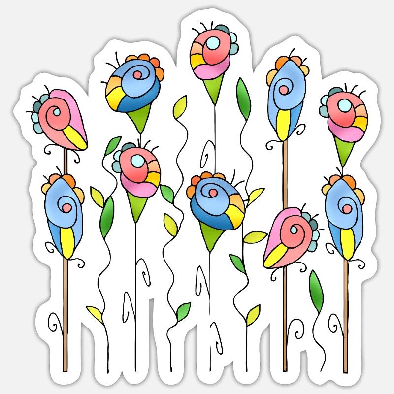 Fleur - Sticker taille S (10 x 10 cm) - blanc mat