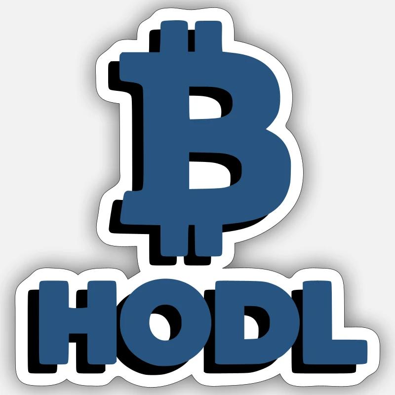 Bitcoin HODL Logo, Lettrage Crypto - Sticker taille S (10 x 10 cm) - blanc mat