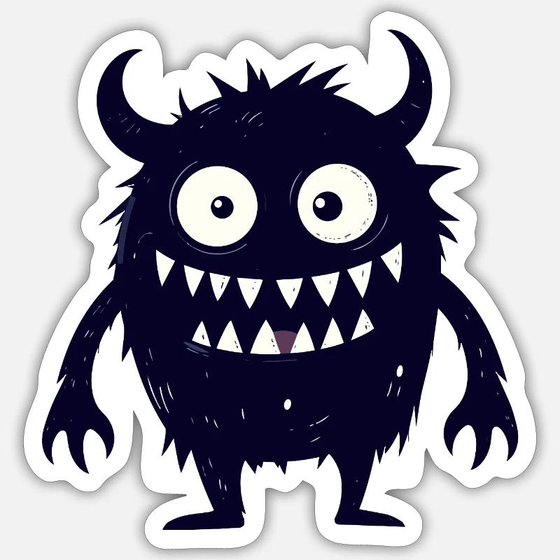 dunkles kleines süßes Monsterchen lustig - Sticker Größe S (10 x 10 cm) - Mattweiß