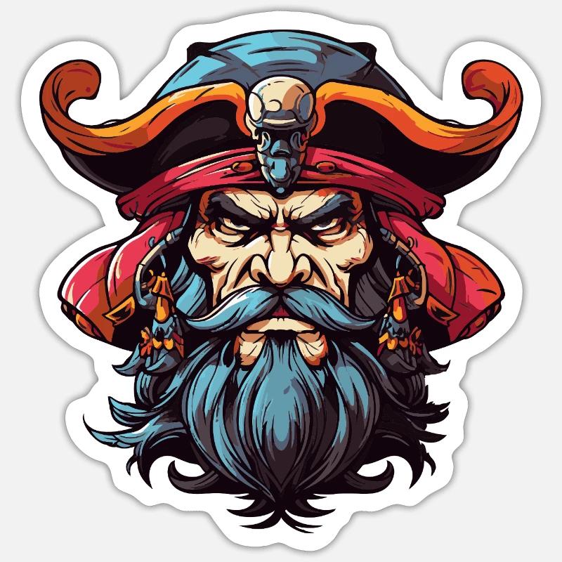 Pirate with Beard Comic Sticker size S (10 x 10 cm)
