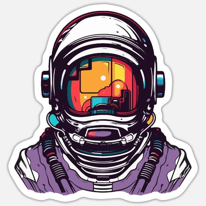 Astronaut Comic Helmet - Sticker size S (10 x 10 cm) - white matte