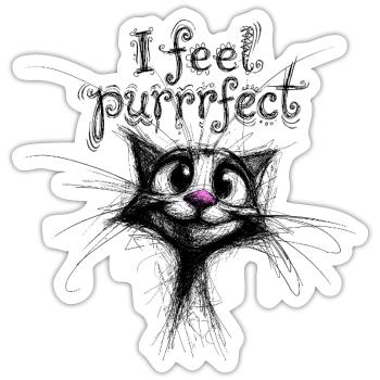 I feel purrrfect – cute cat - Sticker size S (10 x 10 cm) - white matte - Front