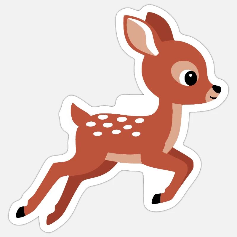 Süßes springendes Rehkitz minimalistischen Stil Sticker Größe S (10 x 10 cm)