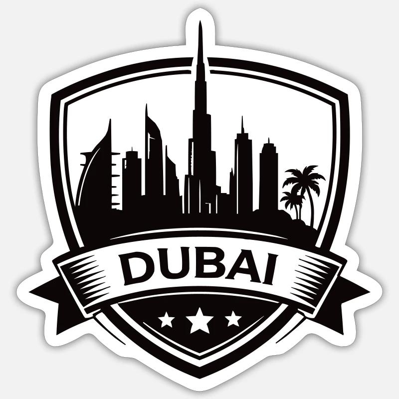 Dubai Skyline Shield - Sticker Größe S (10 x 10 cm) - Mattweiß