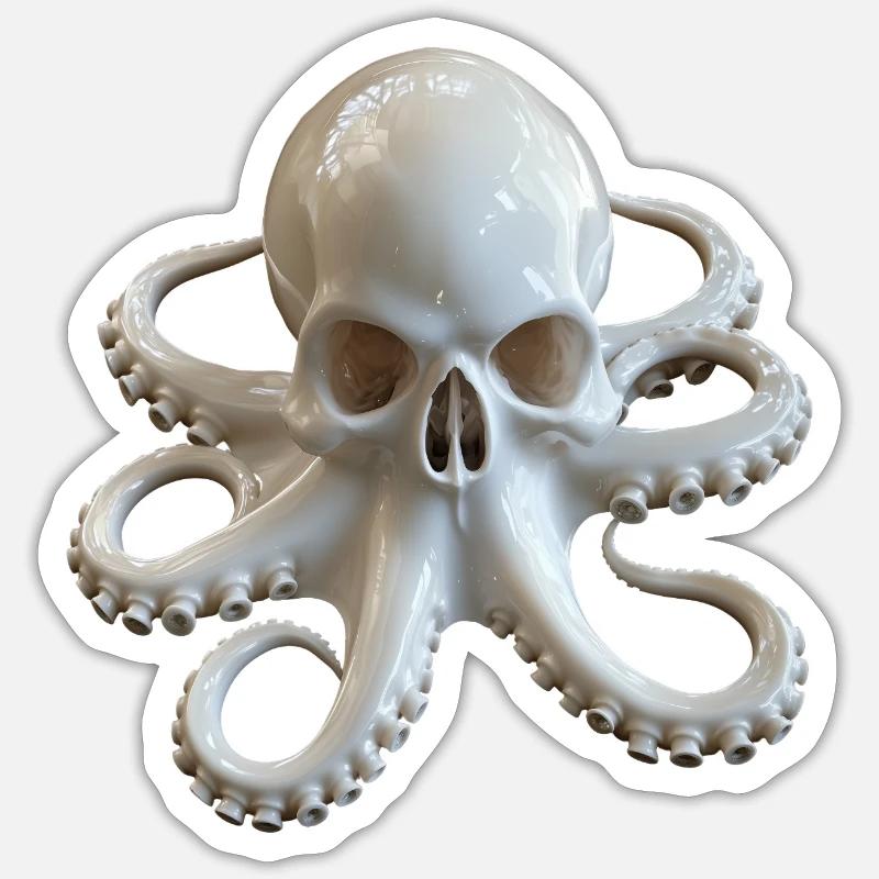 Skull Octopus Fusion - Sticker size S (10 x 10 cm) - white matte