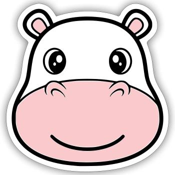 Nilpferd Kopf Gesicht Maske Lächeln - Sticker Größe S (10 x 10 cm) - Mattweiß - Vorne
