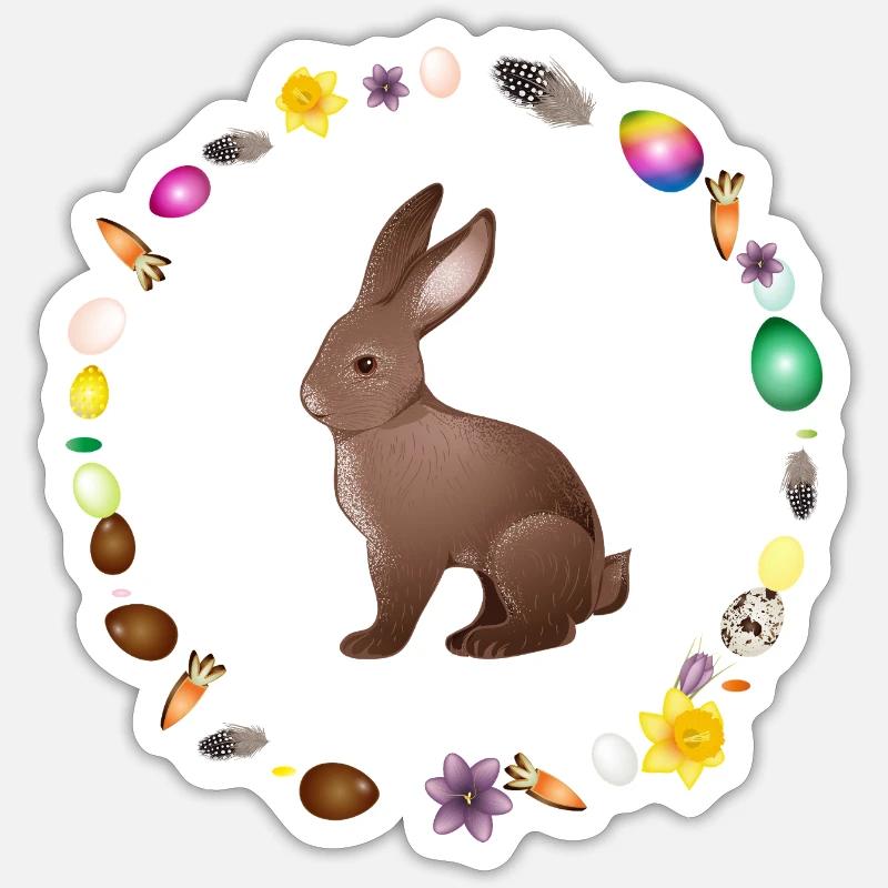 Easter bunny in Easter spring wreath Sticker size S (10 x 10 cm)