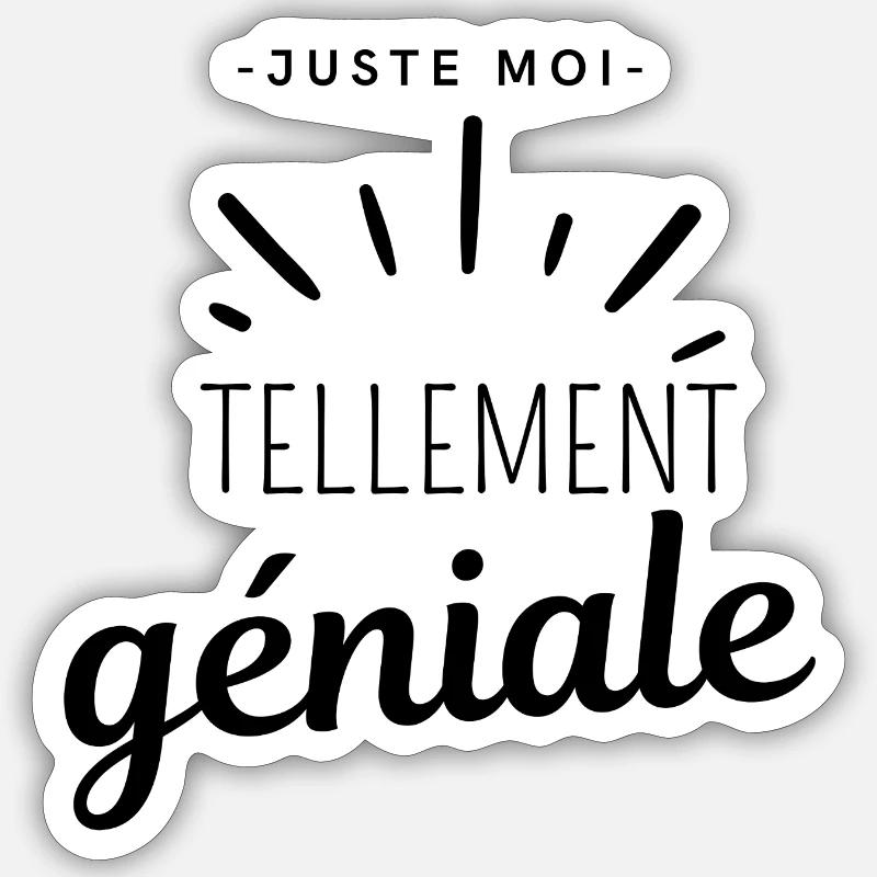 genial texte - Sticker taille S (10 x 10 cm) - blanc mat