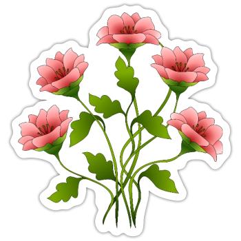 Blumen - Sticker Größe S (10 x 10 cm) - Mattweiß - Vorne