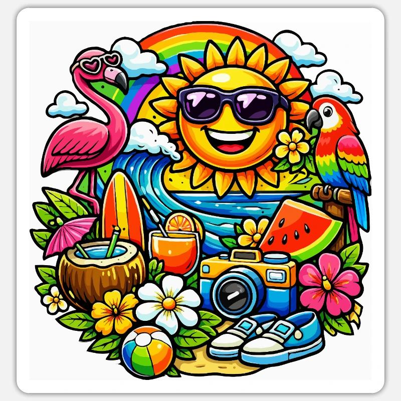 Sun-drenched tropical summer design - Sticker size S (10 x 10 cm) - white matte