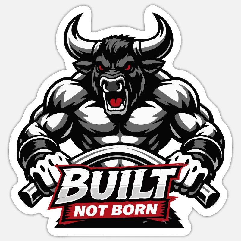 Bodybuilder / Minotaur / Built not born - Sticker size S (10 x 10 cm) - white matte