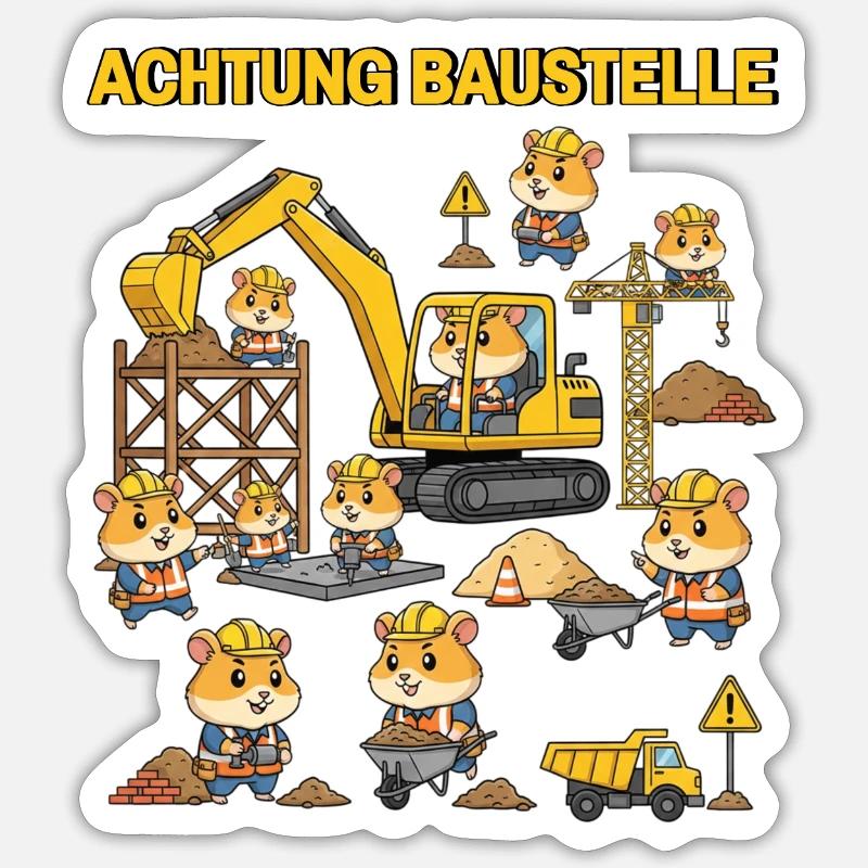 Chantier de construction de hamsters Sticker taille S (10 x 10 cm)