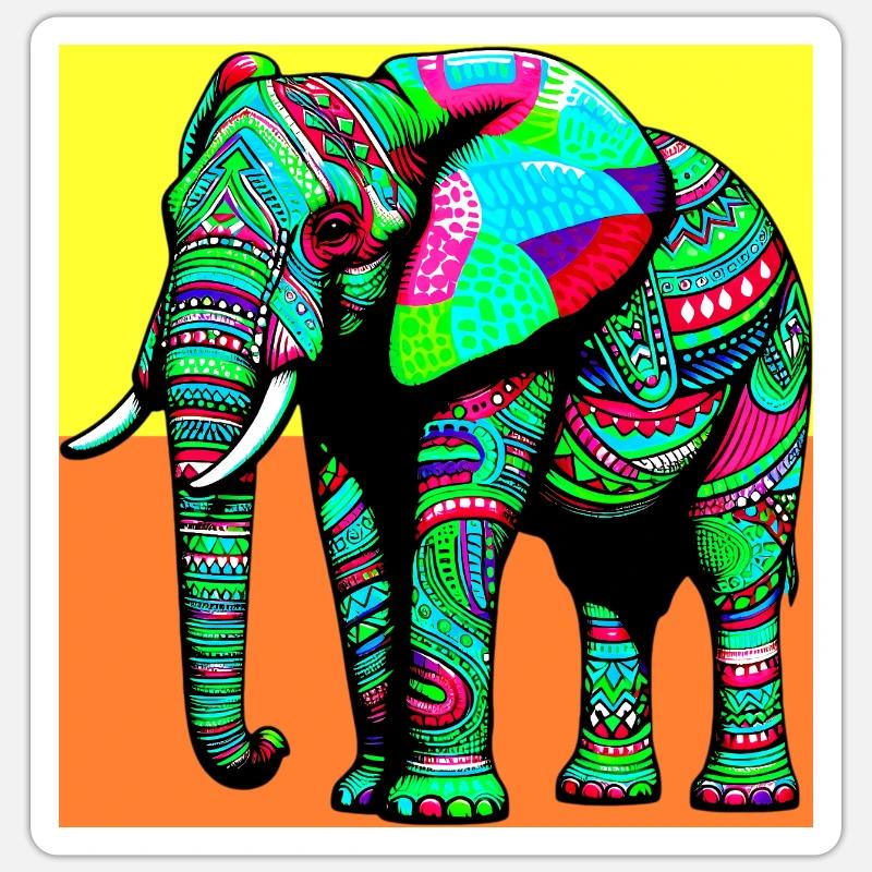 éléphant - Sticker taille S (10 x 10 cm) - blanc mat