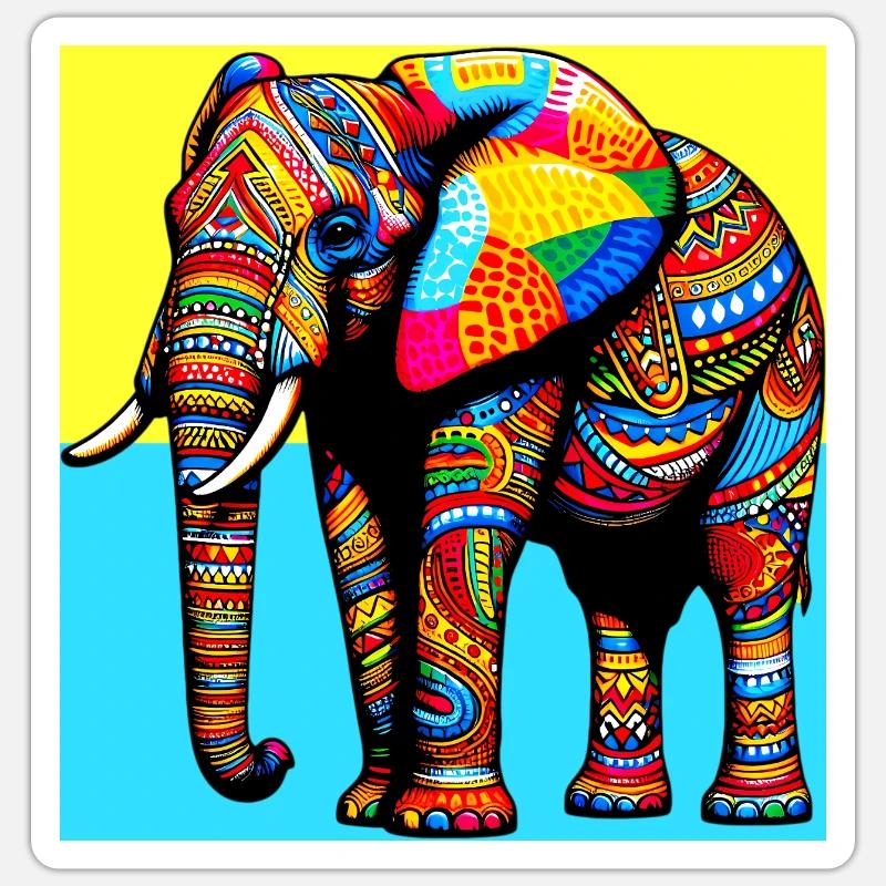 éléphant - Sticker taille S (10 x 10 cm) - blanc mat