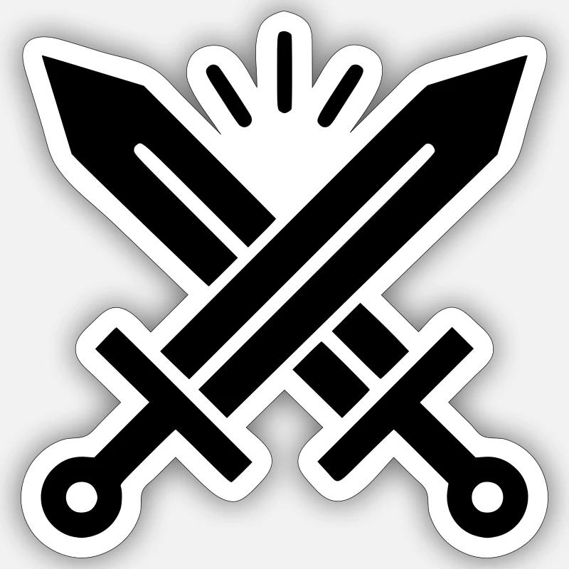 Blason des Épées Croisées - Sticker taille S (10 x 10 cm) - blanc mat
