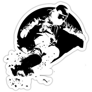 Snowboarder - Sticker Größe S (10 x 10 cm) - Mattweiß - Vorne