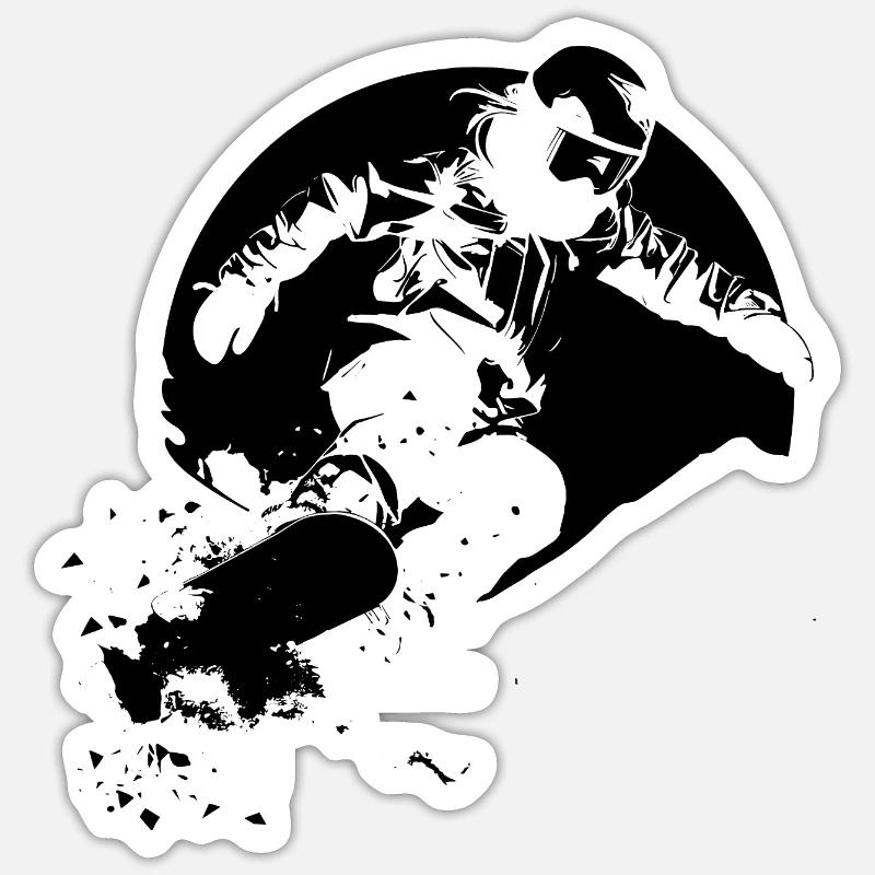 Snowboarders - Sticker taille S (10 x 10 cm) - blanc mat