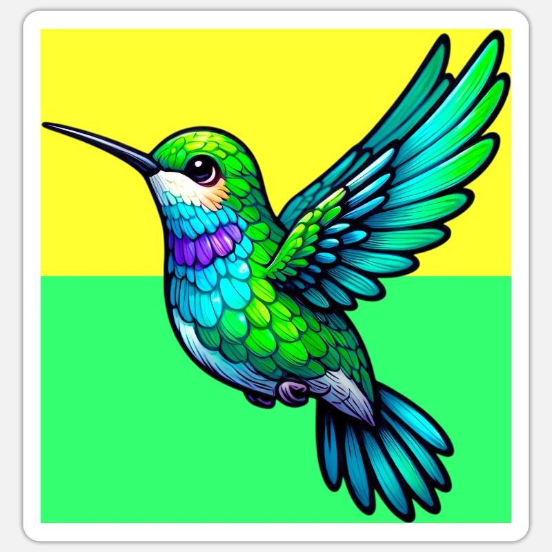colibri - Sticker taille S (10 x 10 cm) - blanc mat