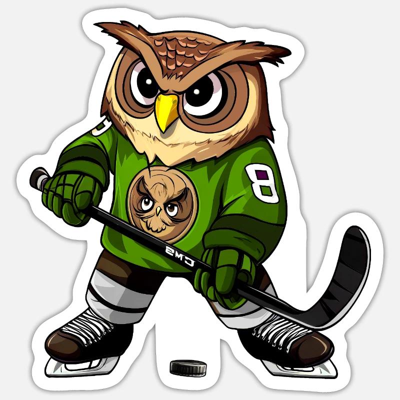 Eule Eishockey Sticker Größe S (10 x 10 cm)