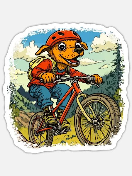 Hunde Bike / Mountainbiker Hund - Sticker Größe S (10 x 10 cm) - Mattweiß