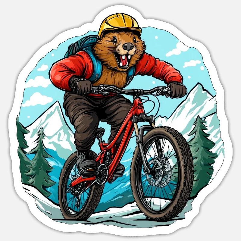 Biker Beaver - Sticker size S (10 x 10 cm) - white matte