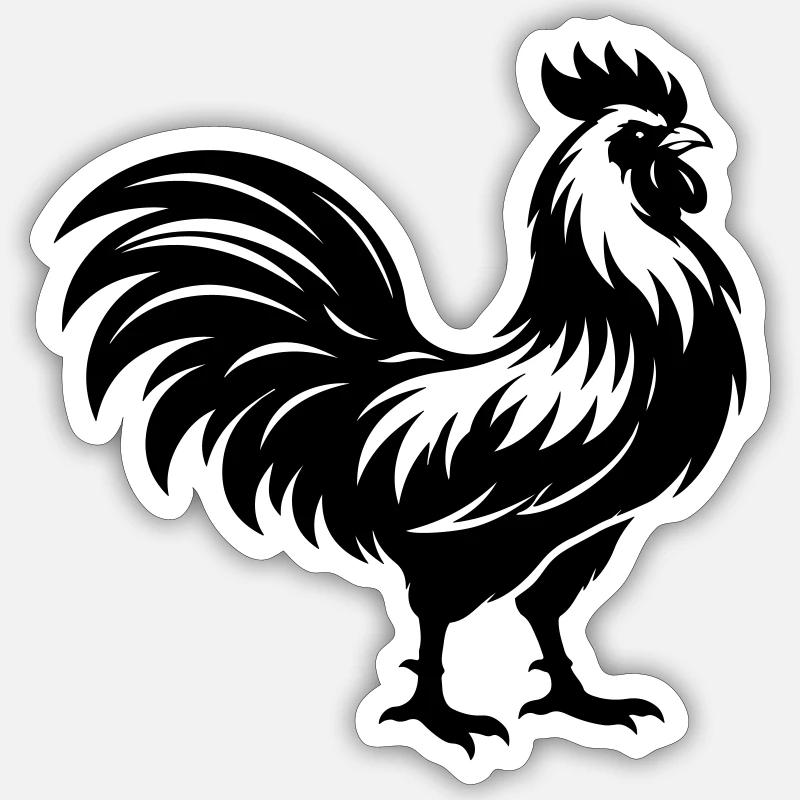 Silhouette du coq - Sticker taille S (10 x 10 cm) - blanc mat