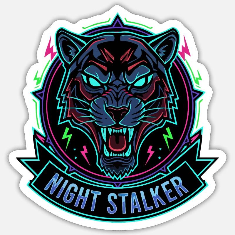 Leopard Neon Night - Sticker size S (10 x 10 cm) - white matte